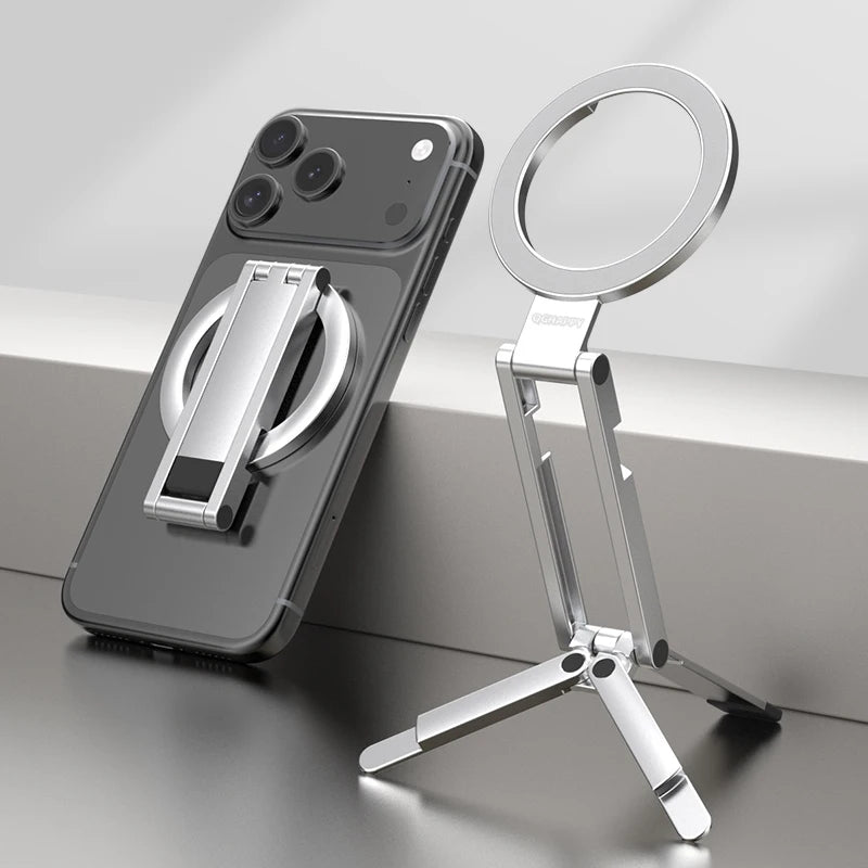 Foldable MagSafe Phone Tripod — Pocket Desk Stand for iPhone 12–16