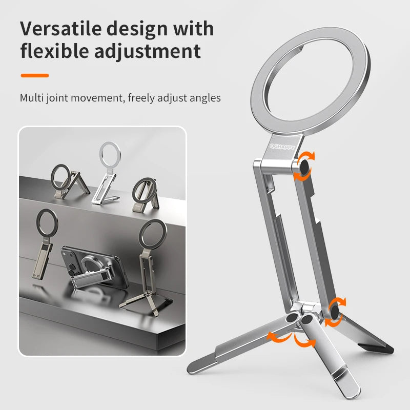 Foldable MagSafe Phone Tripod — Pocket Desk Stand for iPhone 12–16